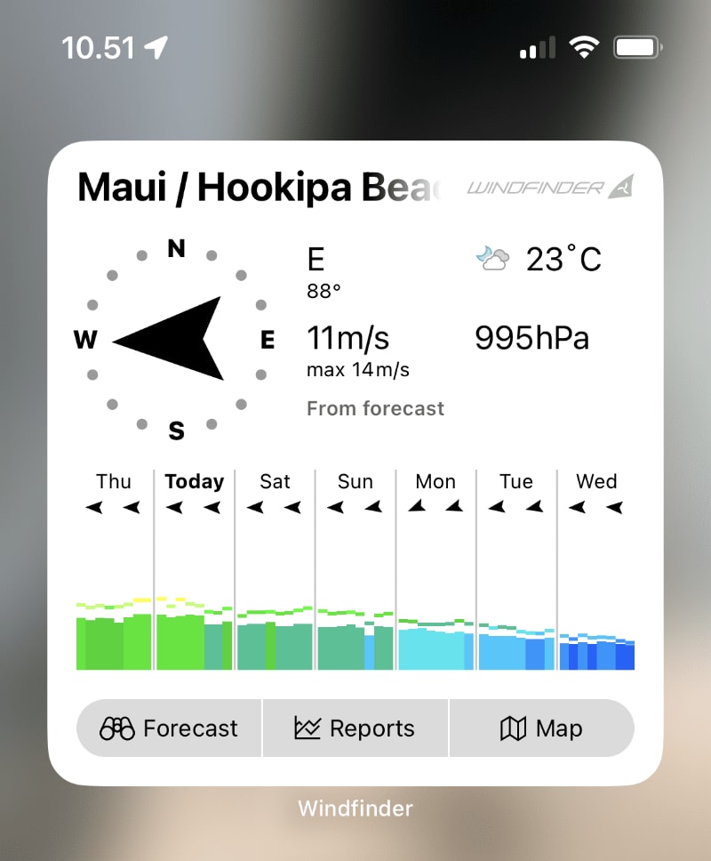 windfinder widget hookipa