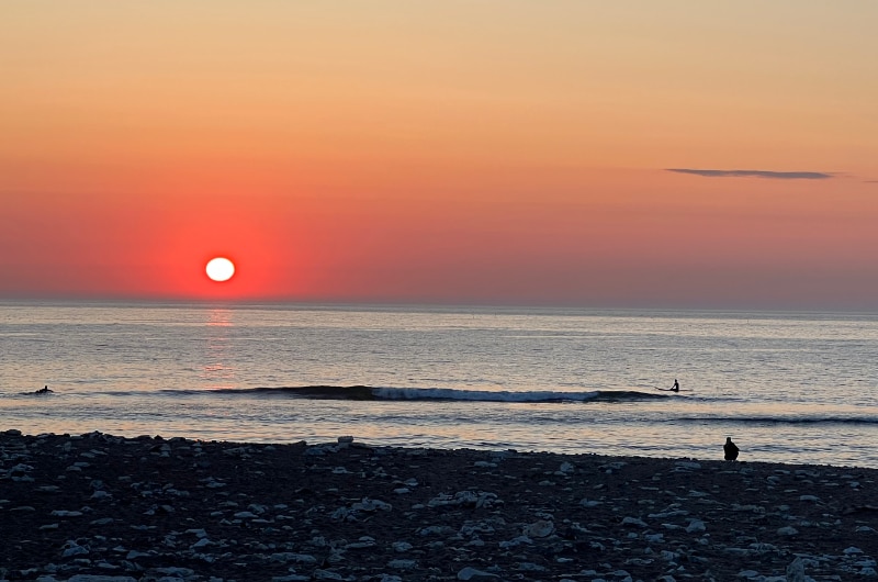 Klitmøller solnedgang surfere