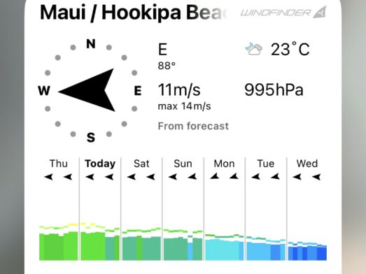 windfinder widget hookipa